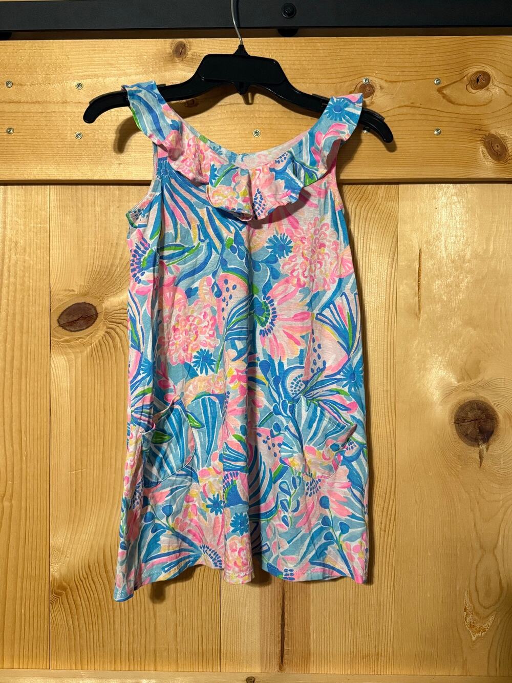 Lilly Pulitzer Girl’s Dress Pink Blue Sleeveless Size 6/7 100% Cotton
